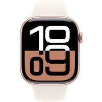 Apple Watch Series 10 46 мм (алюминиевый корпус, розовое золото/звездный свет, спортивный силиконовый ремешок M/L) Image #2