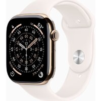 Apple Watch Series 11 LTE 46 мм (титановый корпус, золотистый/легкие румяна, спортивный силиконовый ремешок M/L)