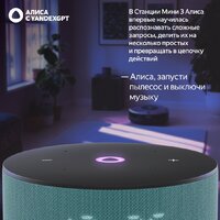 Умная колонка Яндекс Станция Мини 3 с часами (бирюзовый) - Превью изображения №9 — Интернет-магазин Teono.by
