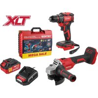 Wortex 1329850 (шуруповерт, болгарка, 1 АКБ, кейс)