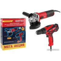 Wortex 1329385 (болгарка, шуруповерт, 5 дисков)