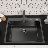 Кухонная мойка ARFEKA ECO AR 700*500 BLACK PVD NANO DECOR VOLCANIC ROCK - Превью изображения №2 — Интернет-магазин Teono.by