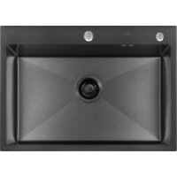 Кухонная мойка ARFEKA ECO AR 700*500 BLACK PVD NANO DECOR VOLCANIC ROCK - Превью изображения №4 — Интернет-магазин Teono.by