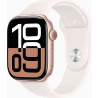 Apple Watch Series 10 46 мм (алюминиевый корпус, розовое золото/легкие румяна, спортивный силиконовый ремешок S/M)