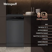 Отдельностоящая посудомоечная машина Weissgauff DW 4508 Inverter Autoopen Black - Превью изображения №2 — Интернет-магазин Teono.by
