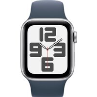 Apple Watch SE 2 40 мм (алюминиевый корпус, серебристый/грозовой синий, спортивный силиконовый ремешок S/M) Image #2