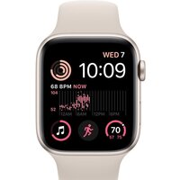 Apple Watch SE 2 44 мм (алюминиевый корпус, звездный свет/звездный свет, спортивный силиконовый ремешок S/M) Image #2