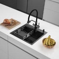 ARFEKA ECO AR мойка 500*500, коландер, дозатор BLACK DECOR VOLCANIC ROCK