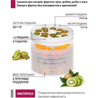 Сушилка для овощей и фруктов Мастерица EFD-0602VM (6 прозрачных поддонов + 2 белых поддона + поддон для пастилы) - Превью изображения №10 — Интернет-магазин Teono.by
